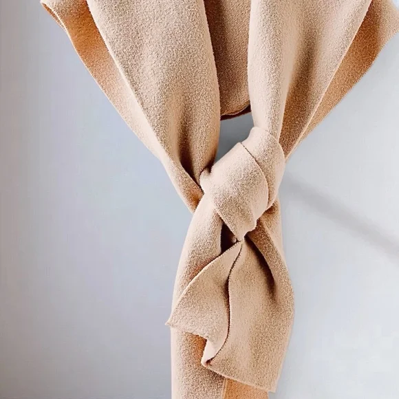 NWT FREE PEOPLE All For You Hooded Scarf In tan/beige/mushroom•extra long &wide - Picture 3 of 16